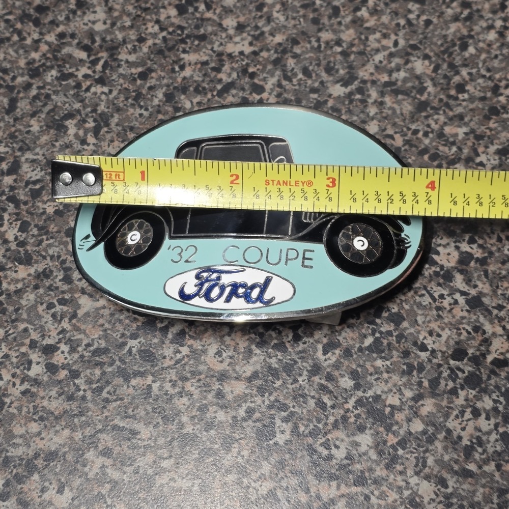 Ford 1932 Coupe Belt Buckle Enamel Vintage Style Hot Rod Classic Car 4" x 2.5" - Picture 3 of 4